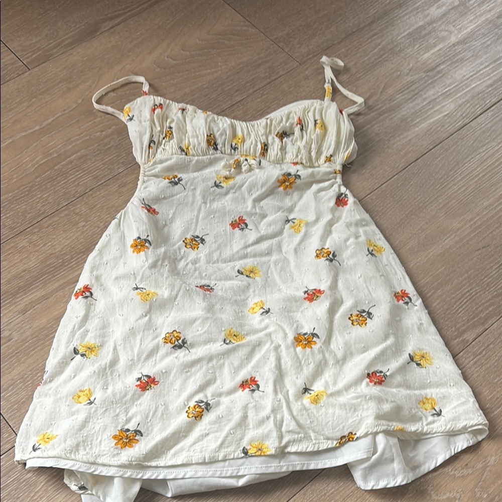 Floral Embroidered Dress with Spaghetti Straps